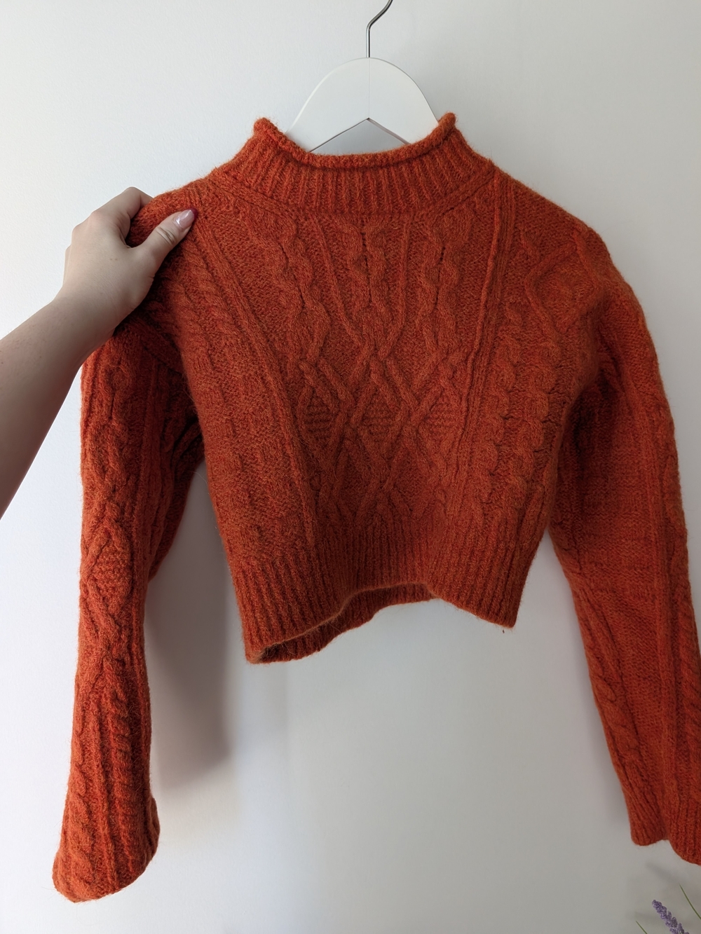 Wilfred Cropped Cable Knit Turtleneck Sweater - Orange